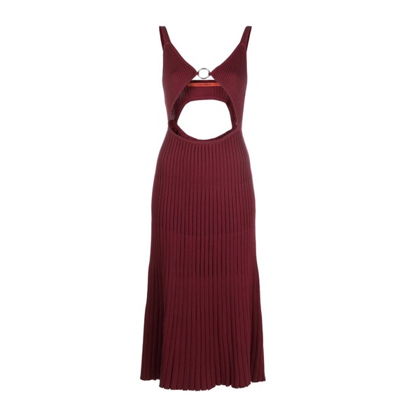 Thebe Magugu Wine Red Rib-Knit Cut-Out Midi Dress - XS - NWT - Picture 7 of 8